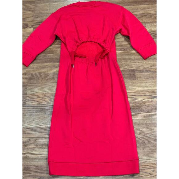 Tibi Midi Red Open Back terry Sweatshirt Dress small - Picture 12 of 14